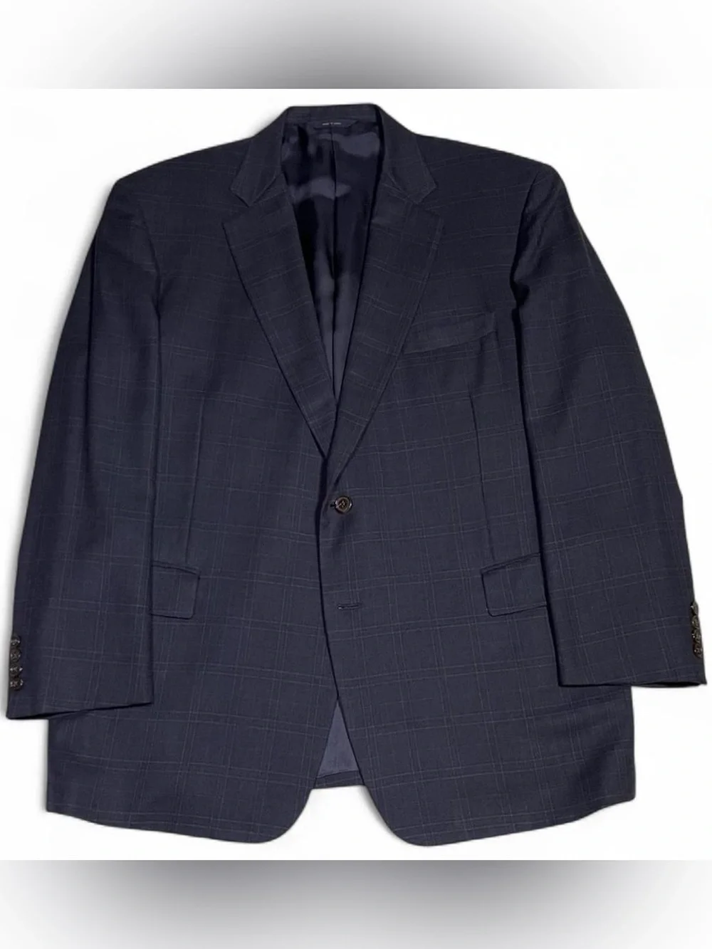 Brooks Brothers Navy Windowpane Wool Sport Coat